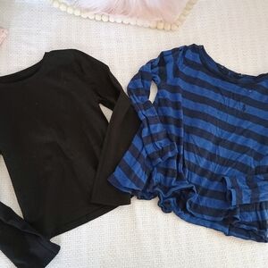 Kids Striped Blue and Black Long Sleeve Tops